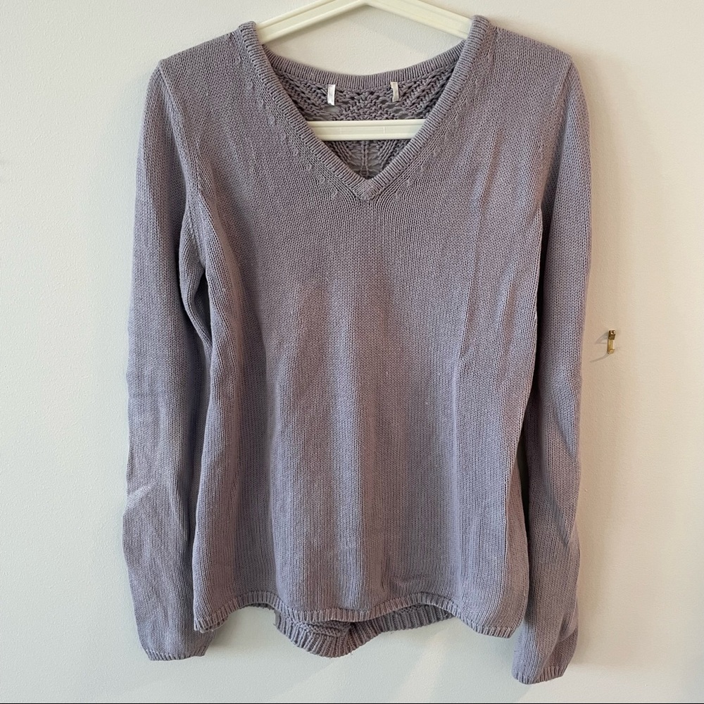 Knit Sweater with Crochet Back